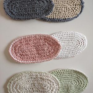 éponges crochetées 1 face chanvre, 1 face coton et bambou